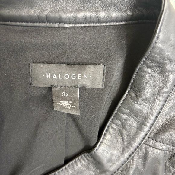 Halogen Women’s Black Leather Moto Jacket 3x - Picture 2 of 5